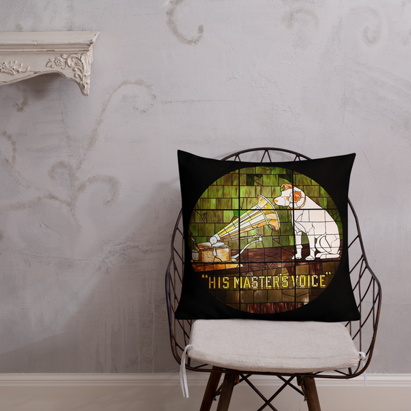 Premium HMV® 'Little Nipper Stained Glass' Throw Pillow (Victorville® Collection)